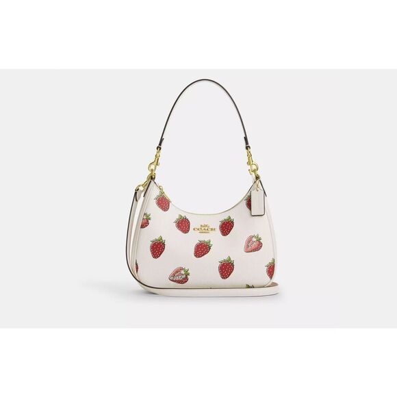 NWT Coach CAL67 Teri Hobo Bag With Strawberry Print Gold/Chalk - Picture 6 of 7